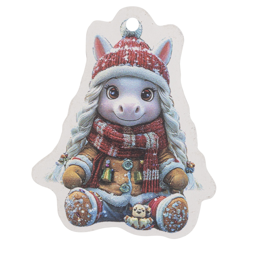 Подвес на ленте, 7x0,6x9 см, ХДФ, 21 дизайн с новогодними персонажами, арт.№ 705-512