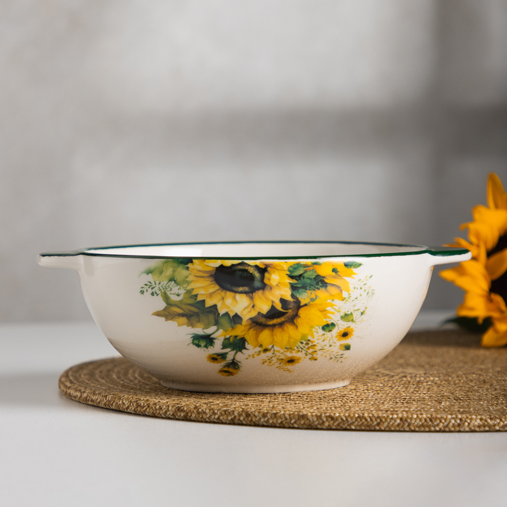 MILLIMI Подсолнухи Бульонница c ручками, 500мл, 18х15х5,5см, керамика, арт.№ 824-654