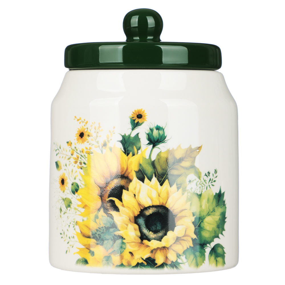 MILLIMI Подсолнухи Банка для хранения, 500мл, 10х13,8см, керамика, арт.№ 824-655