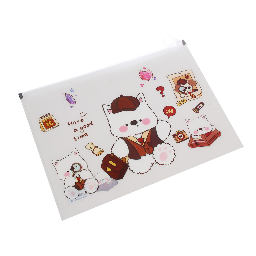 Папка на молнии А4 "Друзья товарищи", толщина 180мкм, ПП, 4 дизайна, арт.№ 532-082