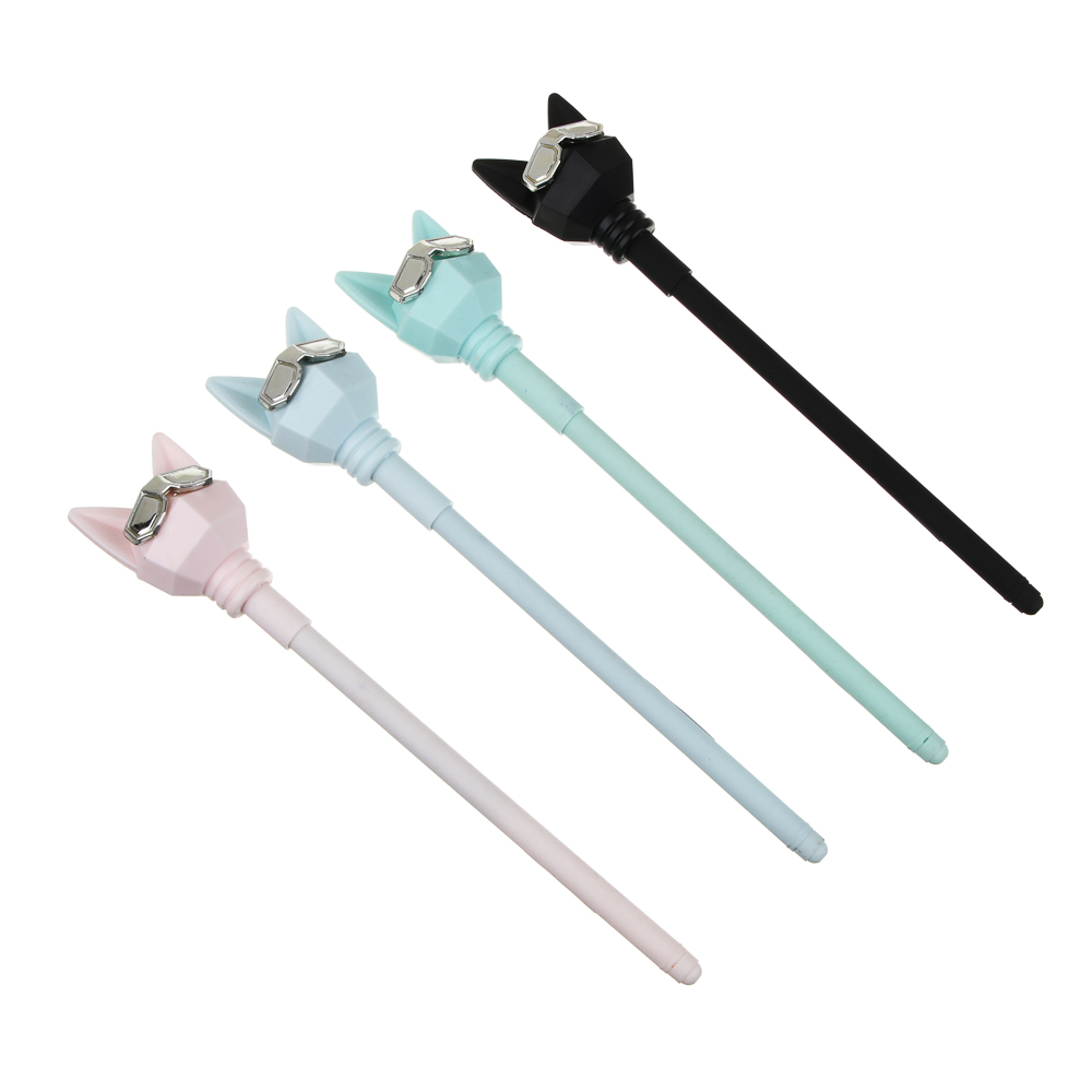 Ручка шариковая синяя, наконечник в форме котика, пластик, 19 см, 4 дизайна, арт.№ 591-021