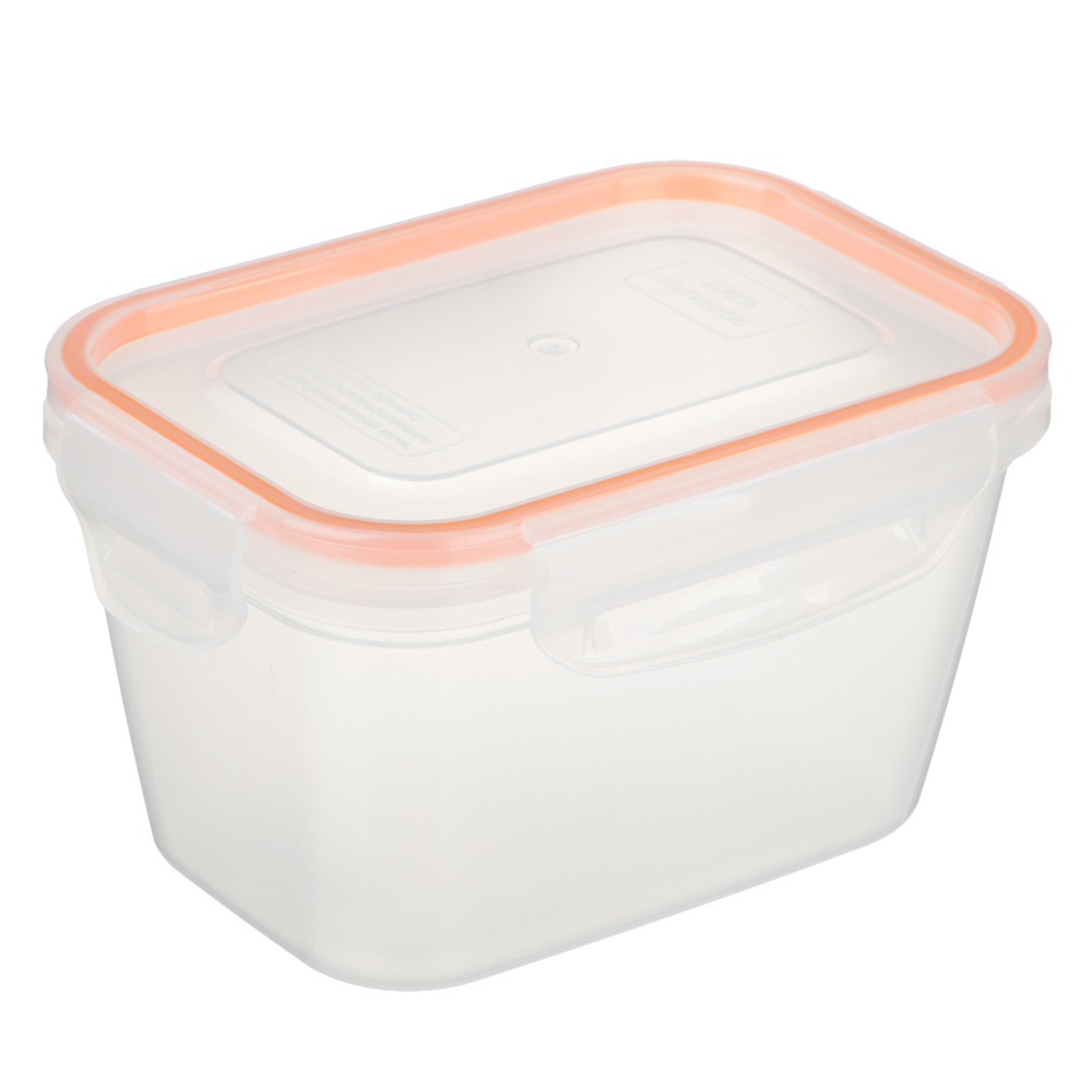 Контейнер пищевой герметичный с защелками 0,77л, прямоугольный конусный, пластик, арт.№ 861-554