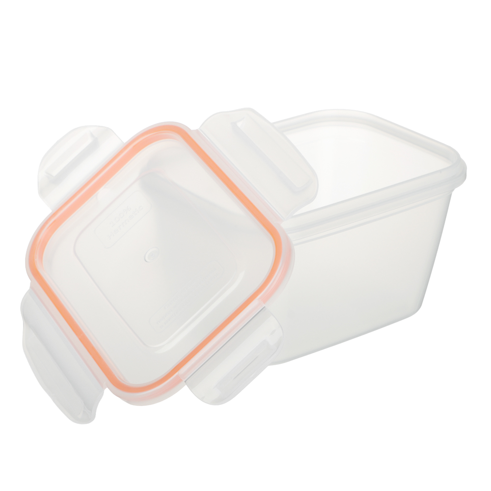 Контейнер пищевой герметичный с защелками 0,77л, прямоугольный конусный, пластик, арт.№ 861-554