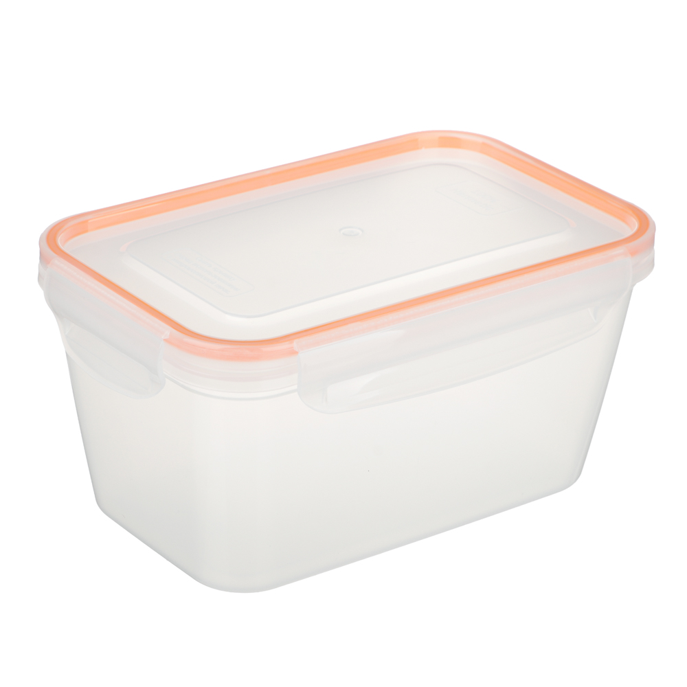 Контейнер пищевой герметичный с защелками 1,4л, прямоугольный конусный, пластик, арт.№ 861-555