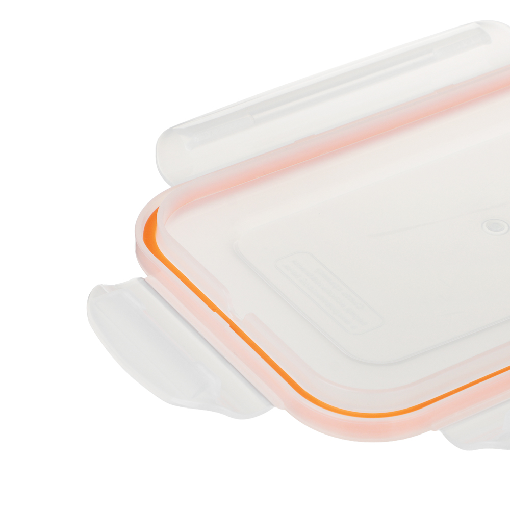 Контейнер пищевой герметичный с защелками 1,4л, прямоугольный конусный, пластик, арт.№ 861-555