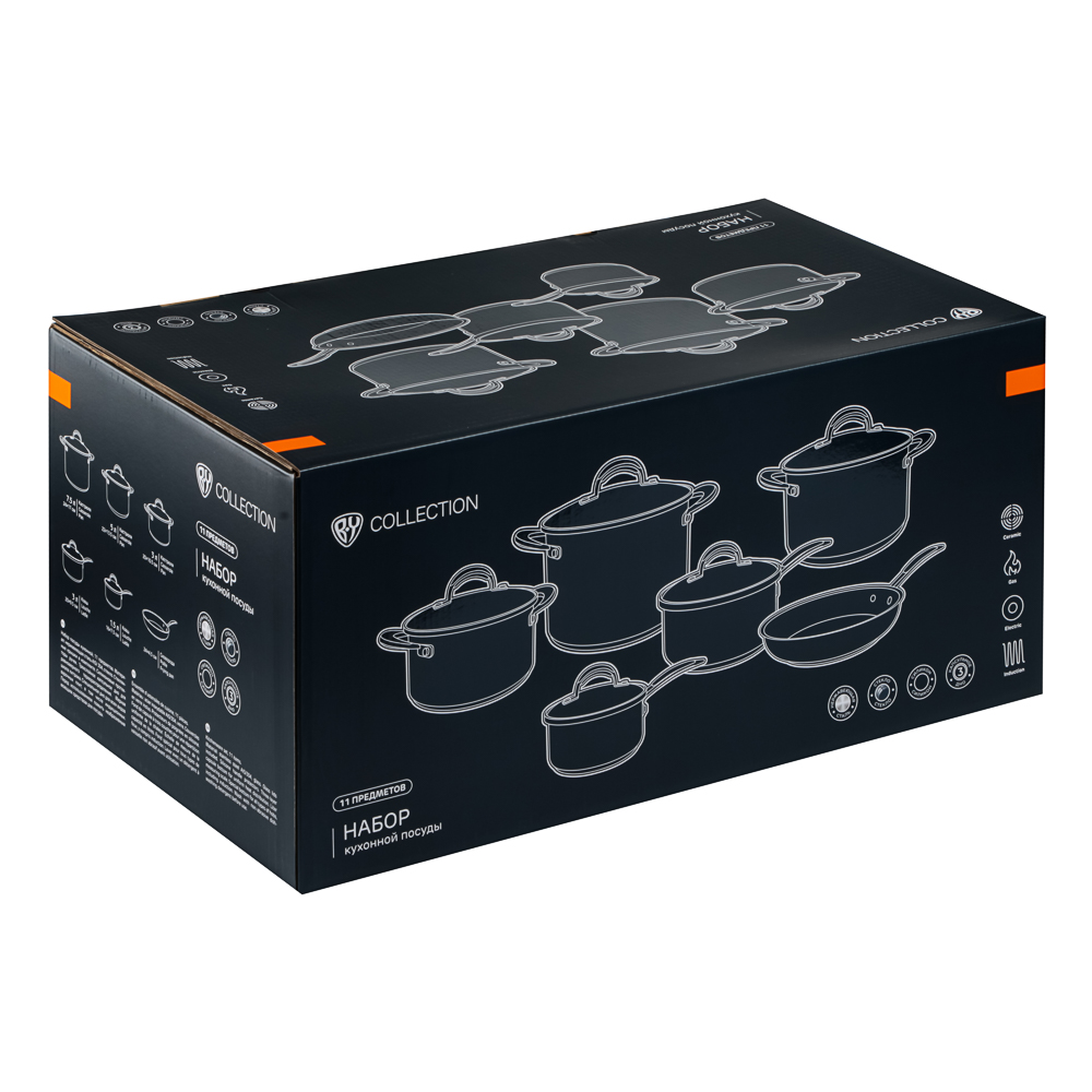 BY COLLECTION Harp Набор посуды кухонной 11пр, нерж.сталь, арт.№ 822-292