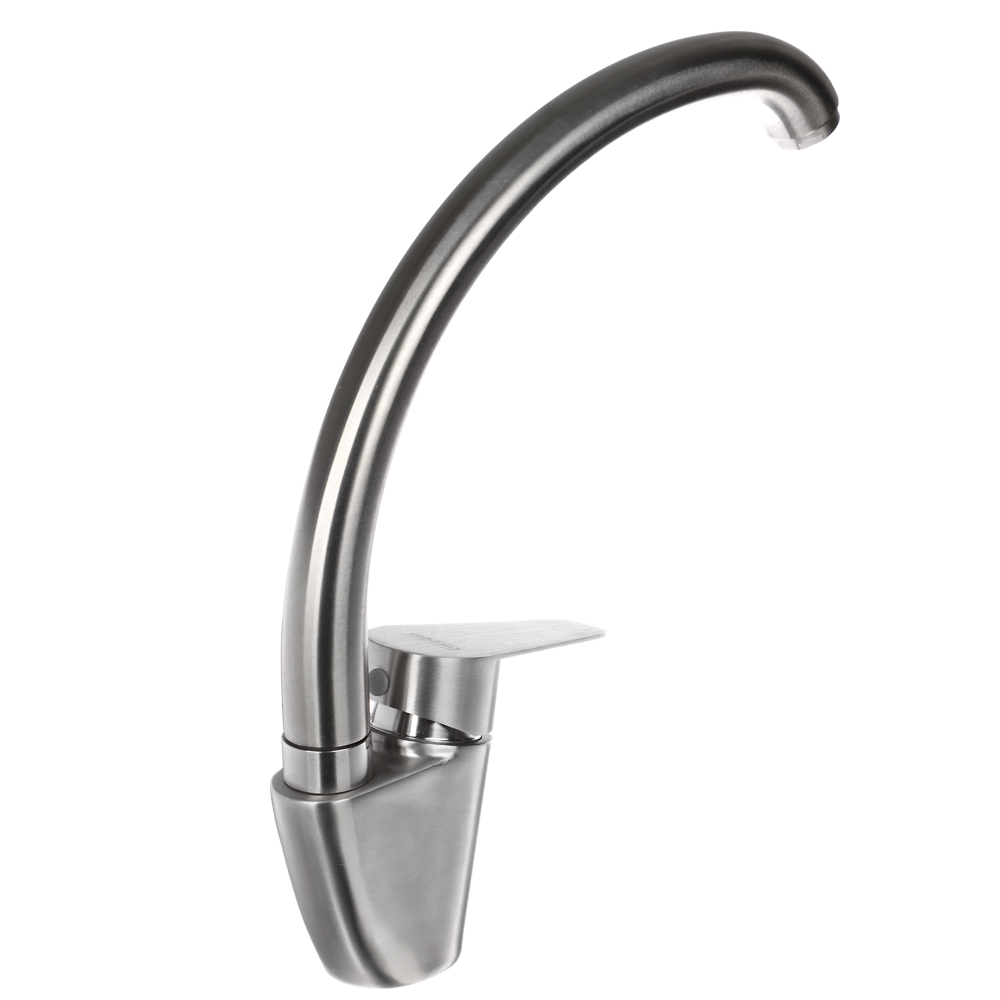 СоюзКран Смеситель для кухни, поворотный излив, керам. картридж 35мм, нерж.сталь, SS01-С233, арт.№ 567-009