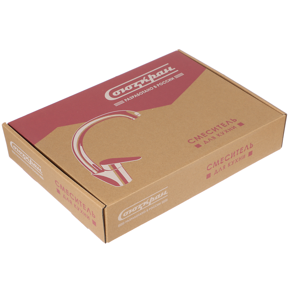 СоюзКран Смеситель для кухни, поворотный излив, керам. картридж 35мм, нерж.сталь, SS01-С233, арт.№ 567-009