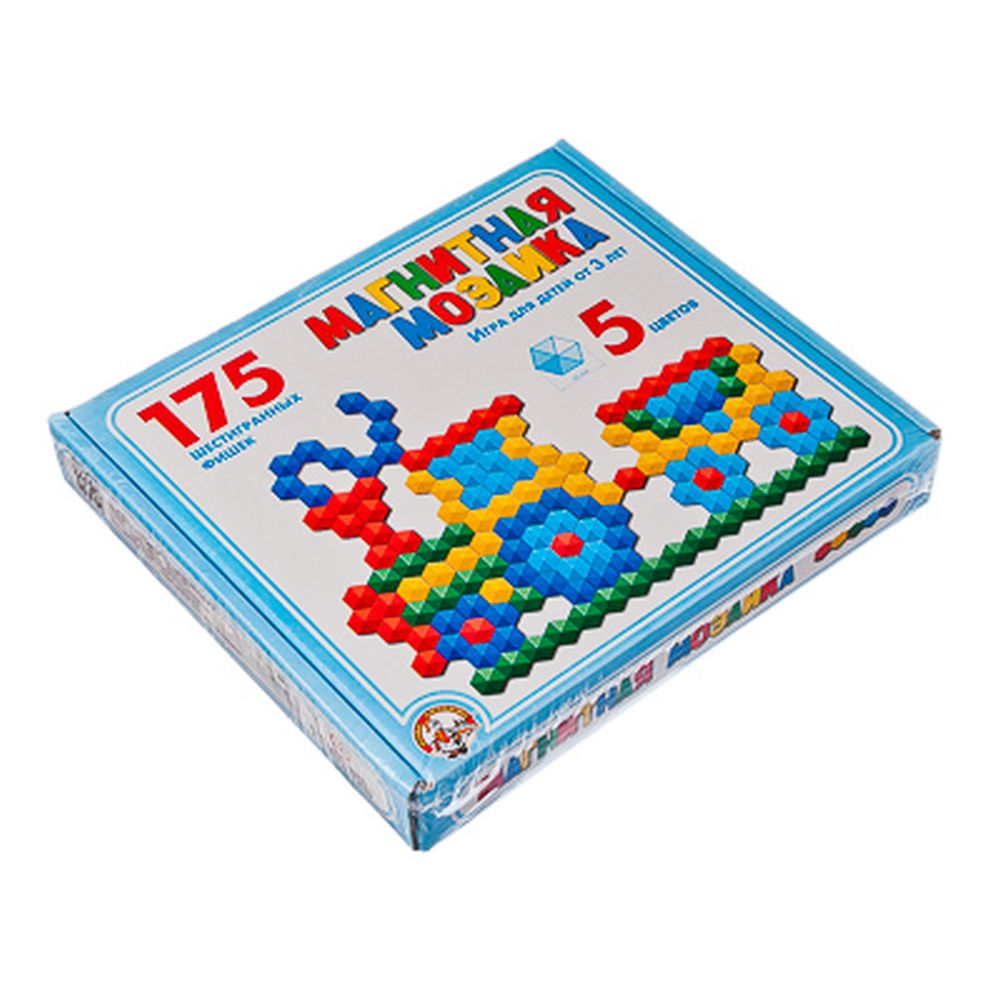 10КОРОЛЕВСТВО Мозаика магнитная пластиковая, 175 шестигран.фишек 20мм, пластик, 23х20х3,5см, 00959, арт.№ 272-122