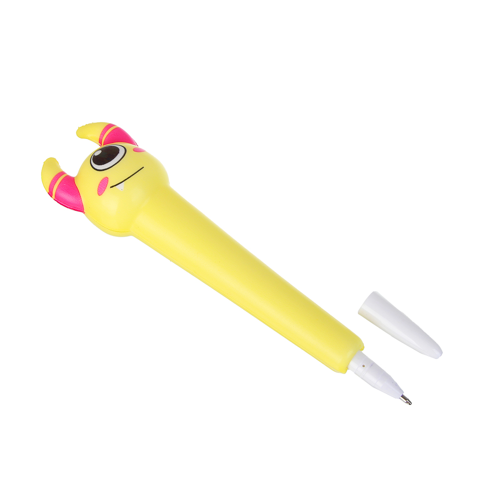 Ручка-мялка шариковая синяя, в форме монстрика, 4 дизайна, арт.№ 591-257