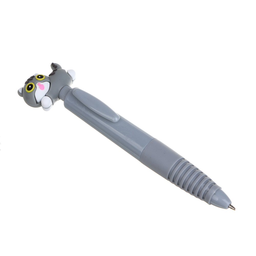 Ручка шариковая автоматическая синяя, "Жми на хвостик котика", 2 дизайна, арт.№ 591-258