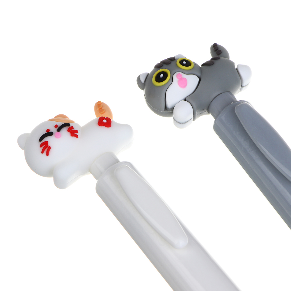 Ручка шариковая автоматическая синяя, "Жми на хвостик котика", 2 дизайна, арт.№ 591-258