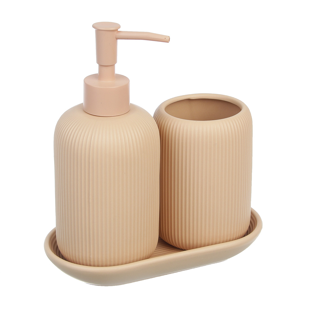 Диспенсер для жидкого мыла тм VETTA Монтана, 300мл, доломит, бежевый, 7,5х7,5х17,5см, арт.№ 463-595