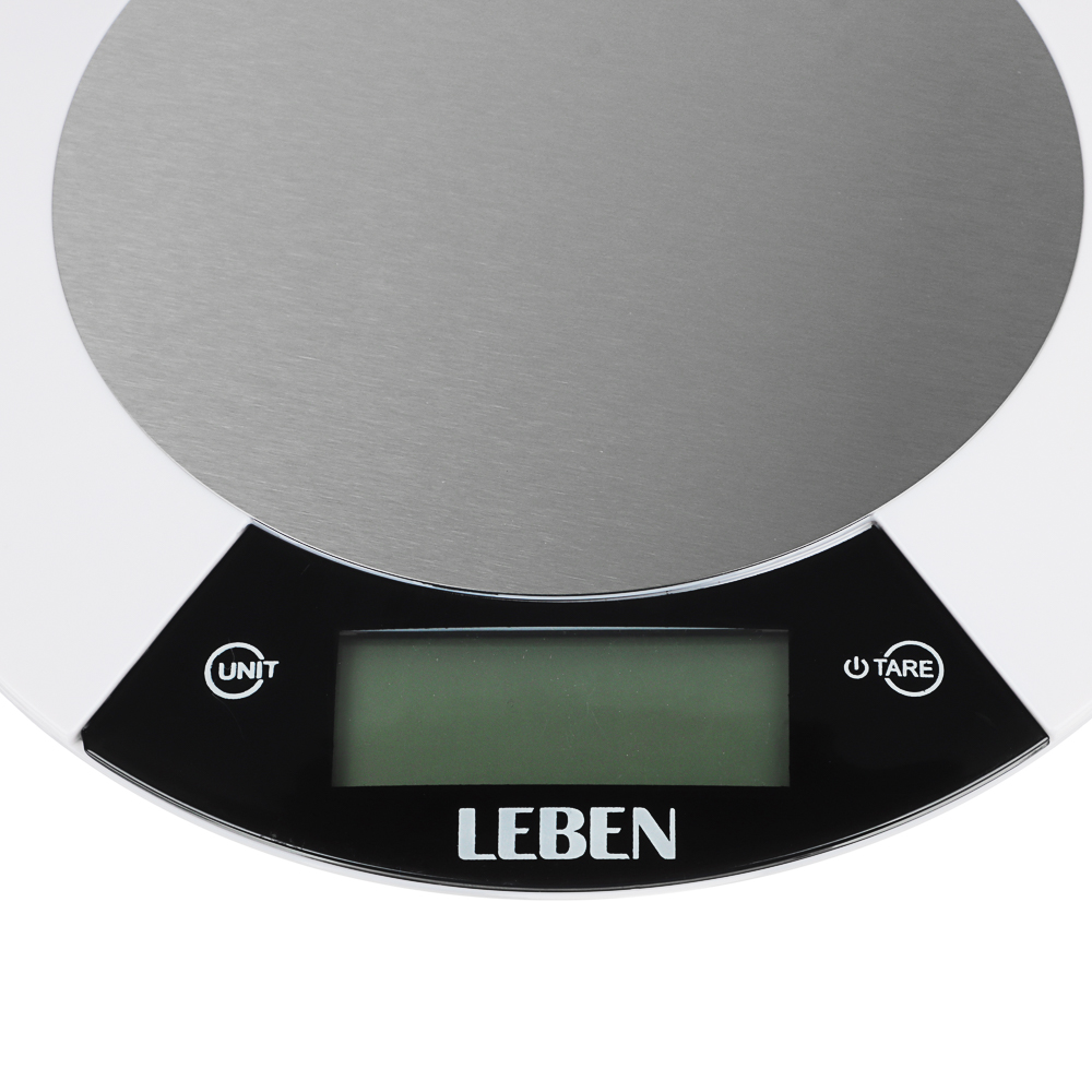 LEBEN Весы кухонные электронные, металл.платформа, макс.нагрузка до 5кг, питание CR2032, арт.RF5, арт.№ 475-148