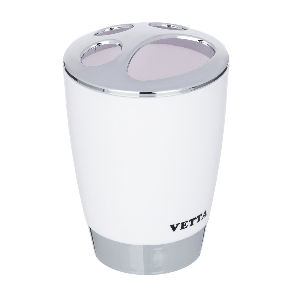 VETTA Стакан с разделителем для зубных щеток и пасты "Хром", пластик, 8х8х12см, 3 цвета, арт.№ 463-060