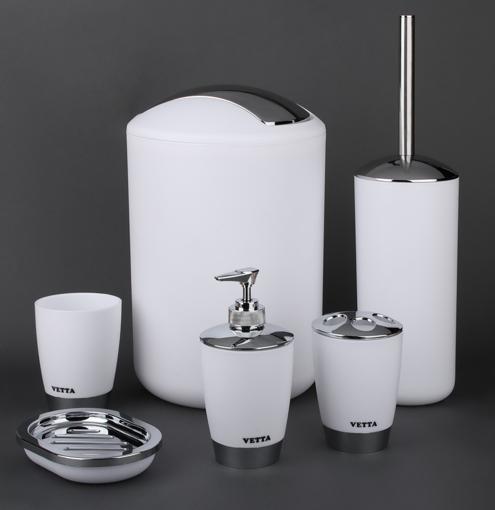 VETTA Стакан с разделителем для зубных щеток и пасты "Хром", пластик, 8х8х12см, 3 цвета, арт.№ 463-060