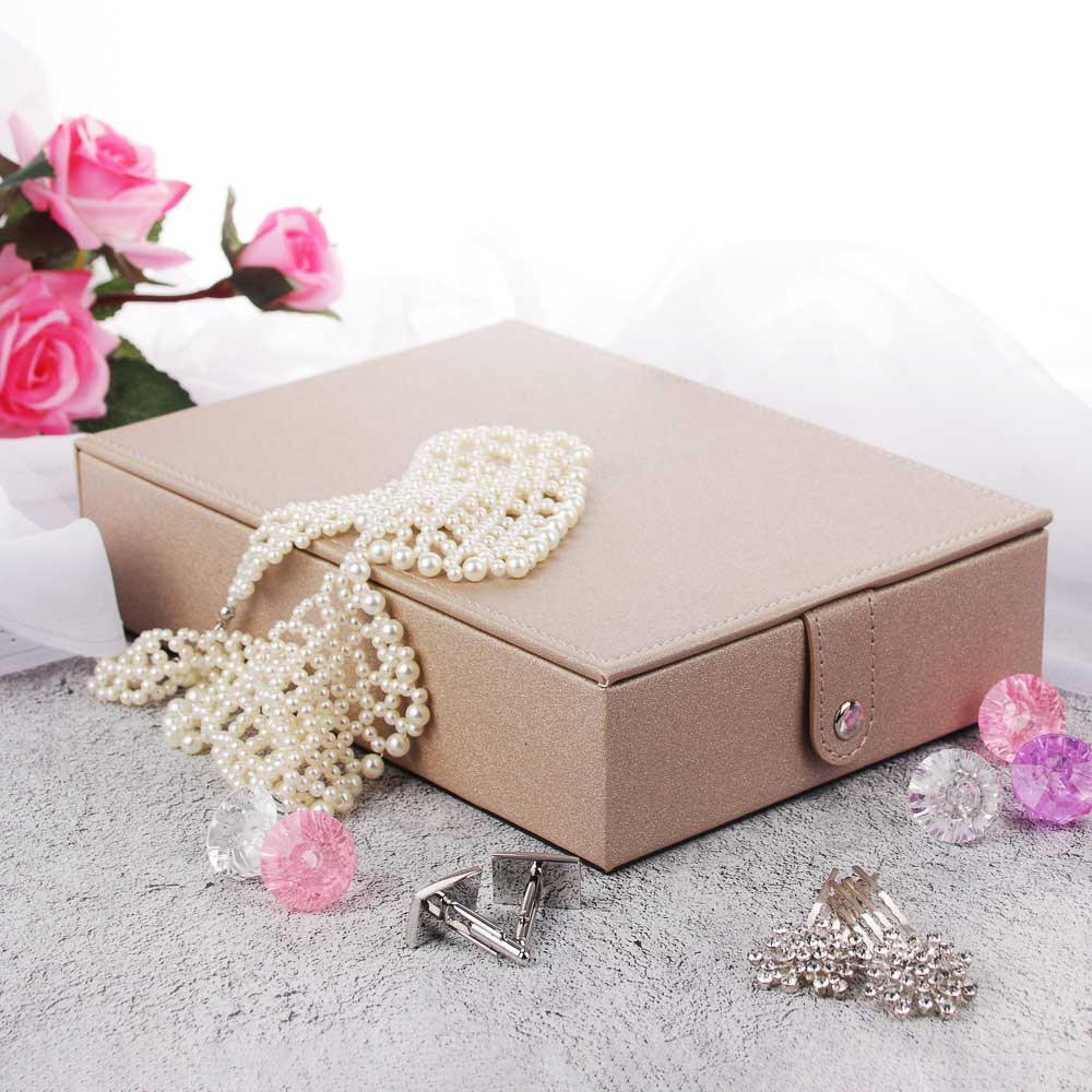 LADECOR Шкатулка для украшений с зеркалом и секциями, 21,5х15,5х5,5см, полиэстер, 2 цвета, арт.№ 504-653