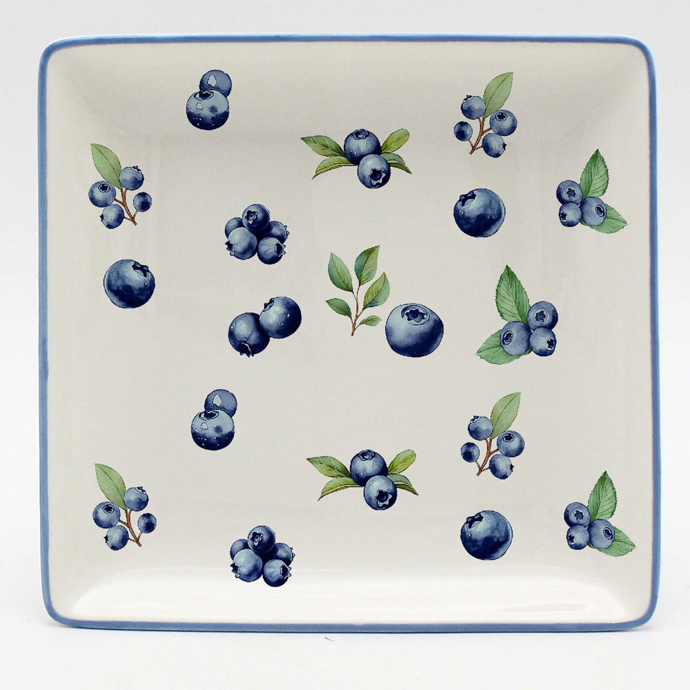 Блюдо квадратное Голубика тм MILLIMI, 21,6х21,6х2, керамика, арт.№ 824-324