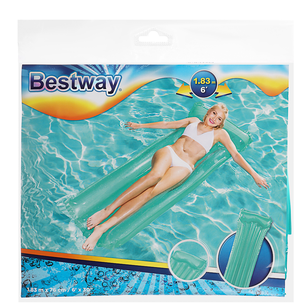 BESTWAY Матрас для плавания, ПВХ, 183х76см, прозрачный верх, 44013, арт.№ 107-183