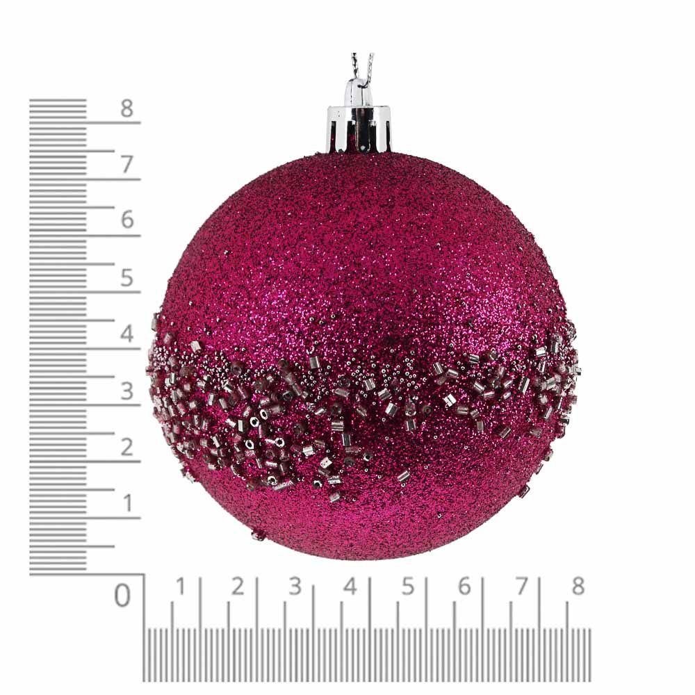 СНОУ БУМ Премиум Набор шаров с декором, 3 шт, 8 см, пластик, пурпур, арт.№ 397-306