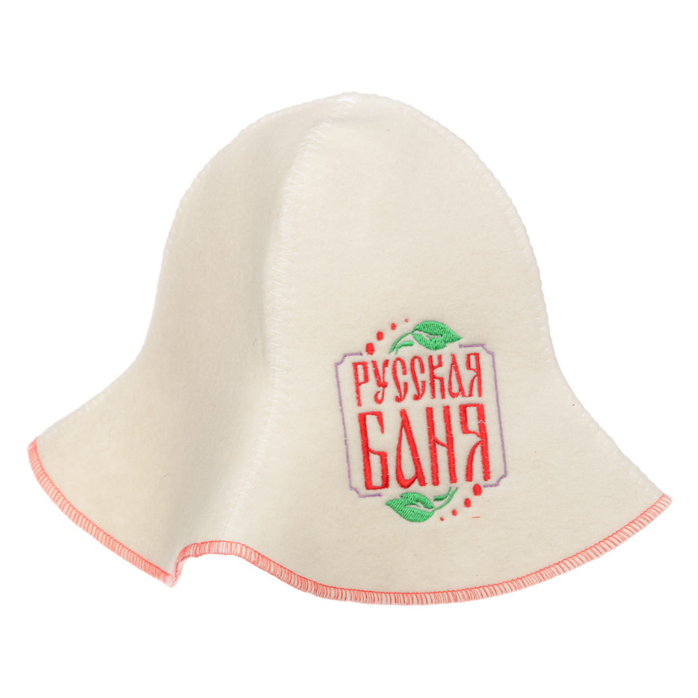 Шапка банная  с вышивкой, 30% шерсть, 70% полиэфир, 22x28x0,5см, 5 дизайнов, арт.№ 364-105