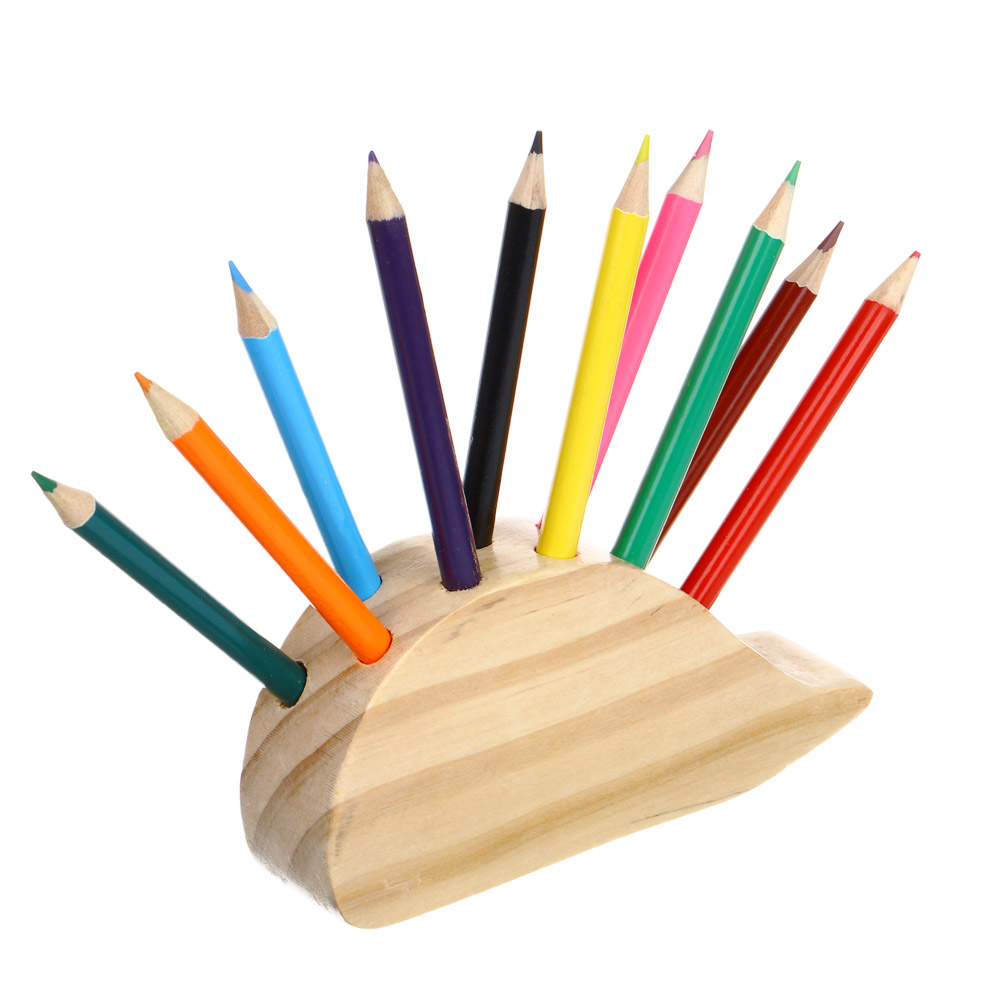 ЯЩЕРЫ Карандаши цветные 10 цветов, в деревянной фигурной подставке, арт.№ 524-233