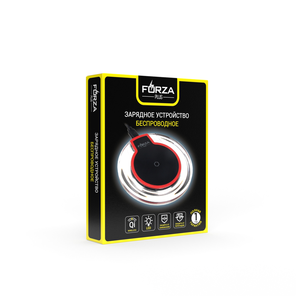 Беспроводное зарядное устройство FORZA Qi Классика, LED подсветка, 5Вт, D10см, 2 цвета, арт.№ 916-152