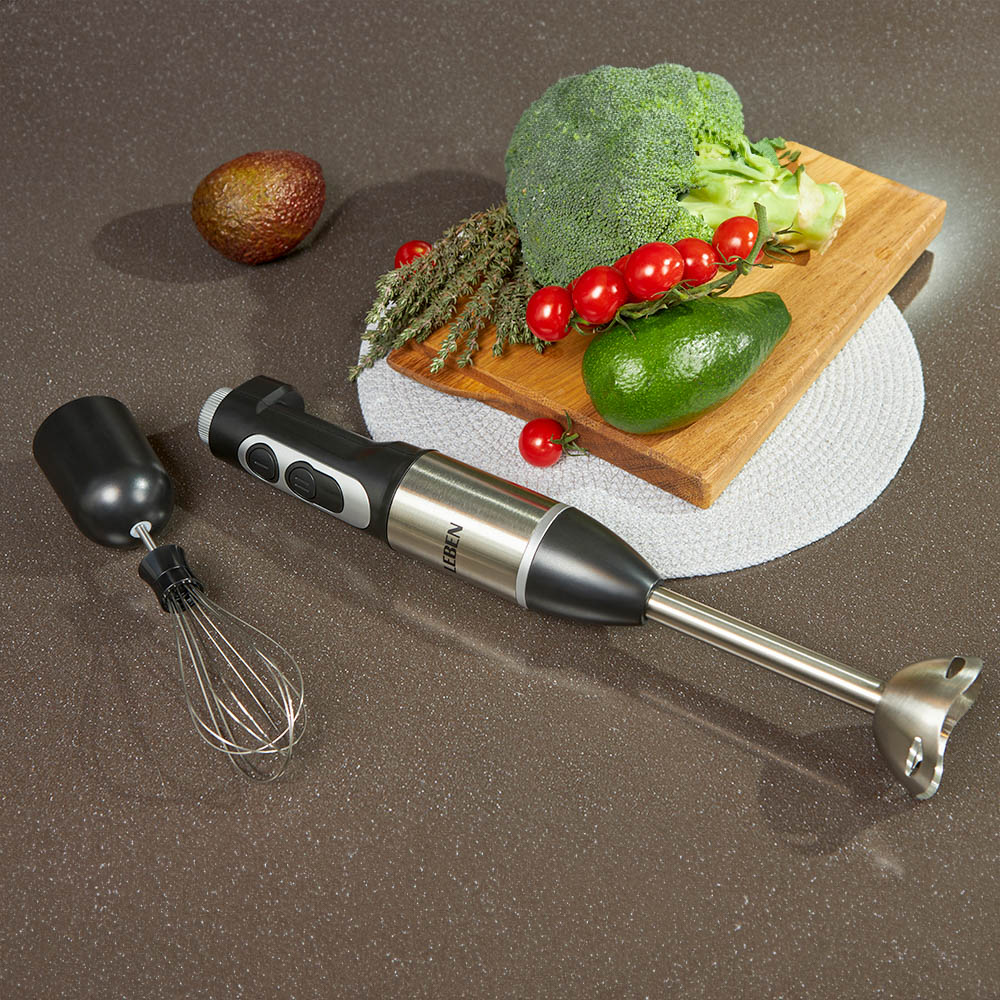 LEBEN Блендер электрический 600Вт, чоппер, венчик, мерный стакан, регулировка скорости, арт.№ 269-016