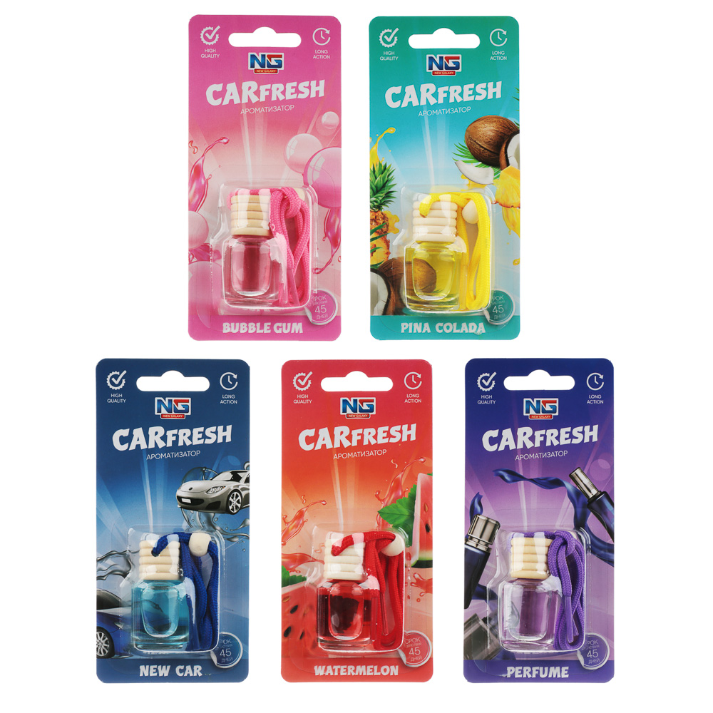 NEW GALAXY Ароматизатор подвесной Carfresh, 7 мл, бабл гам, арбуз,пина колада,новая машина, парфюм, арт.№ 794-623