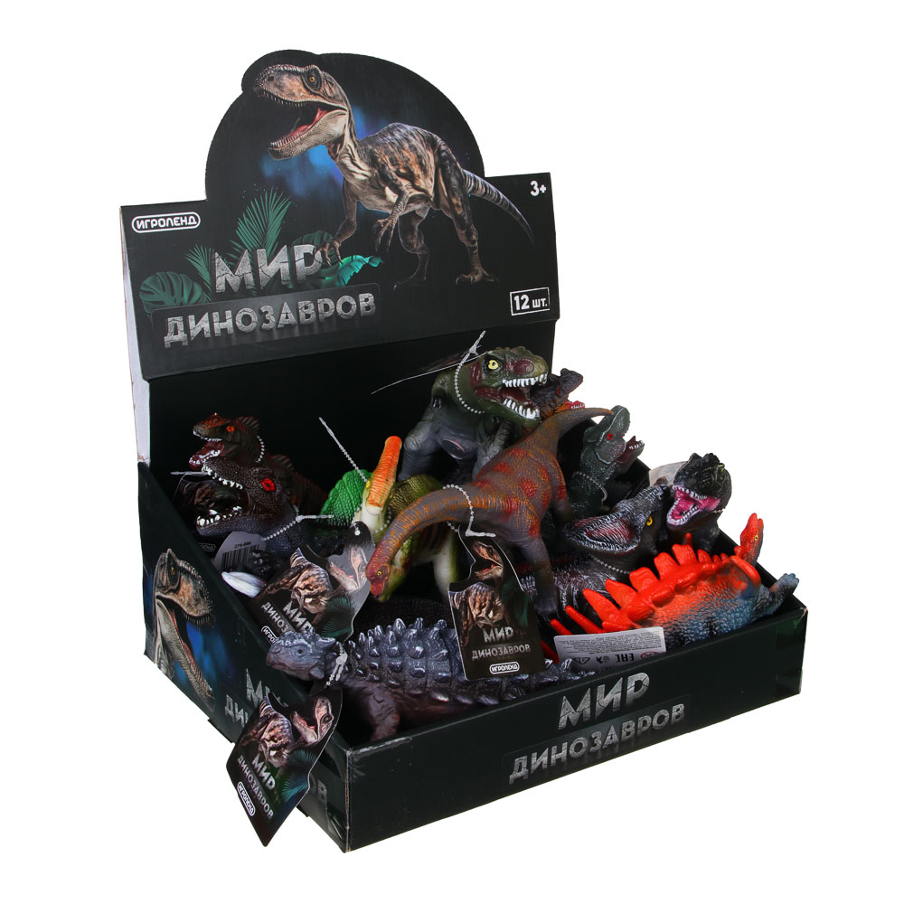 ИГРОЛЕНД Игрушка "Динозавры", 11-15см, ПВХ, 12 дизайнов, арт.№ 274-006
