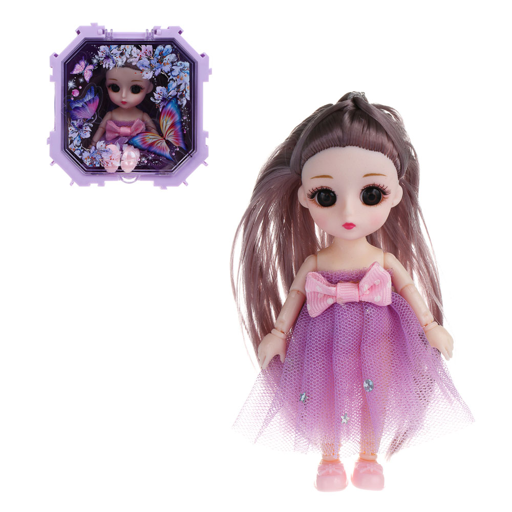 ИГРОЛЕНД Кукла шарнирная в шкатулке, PP, PVC, ABS, 10,5х6х10,5 см, 4 дизайна, арт.№ 436-142