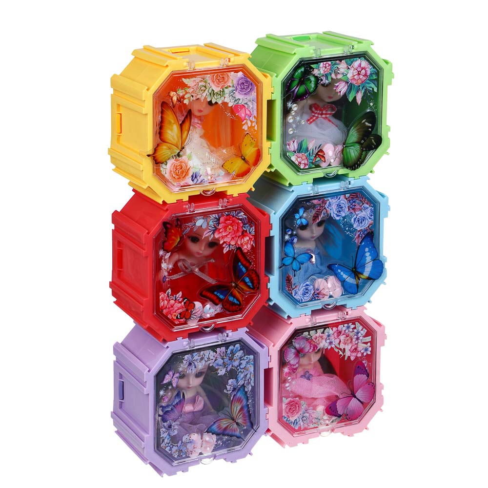 ИГРОЛЕНД Кукла шарнирная в шкатулке, PP, PVC, ABS, 10,5х6х10,5 см, 4 дизайна, арт.№ 436-142