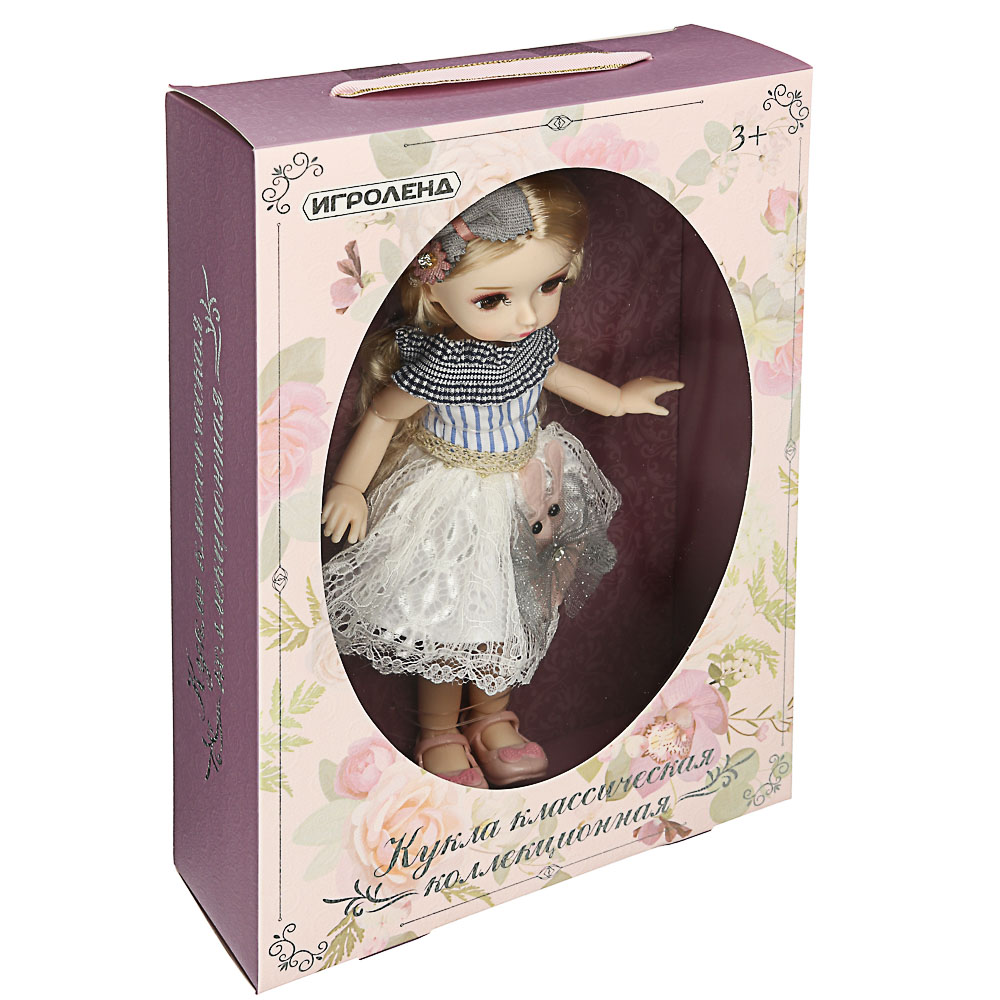 ИГРОЛЕНД Кукла классическая шарнирная, коллекционная, 28см, PP,PVC, полиэстер, 20х31х7см, 4 дизайна, арт.№ 267-835