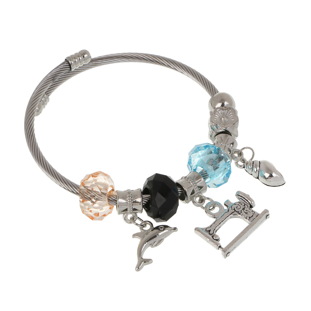 Браслет с шармами d6-7 см, сталь, 3 дизайна, БЖ25-34, арт.№ 023-047