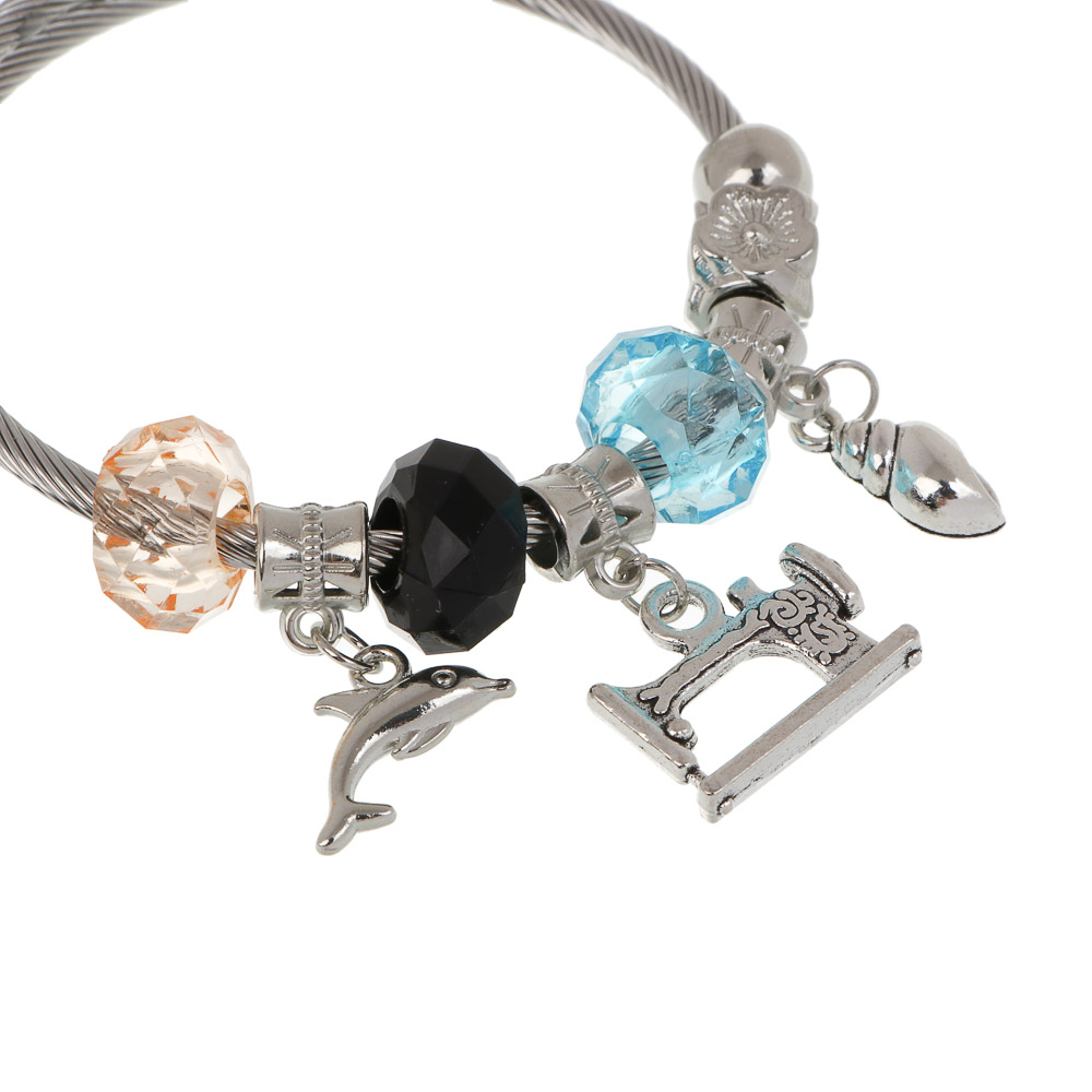 Браслет с шармами d6-7 см, сталь, 3 дизайна, БЖ25-34, арт.№ 023-047