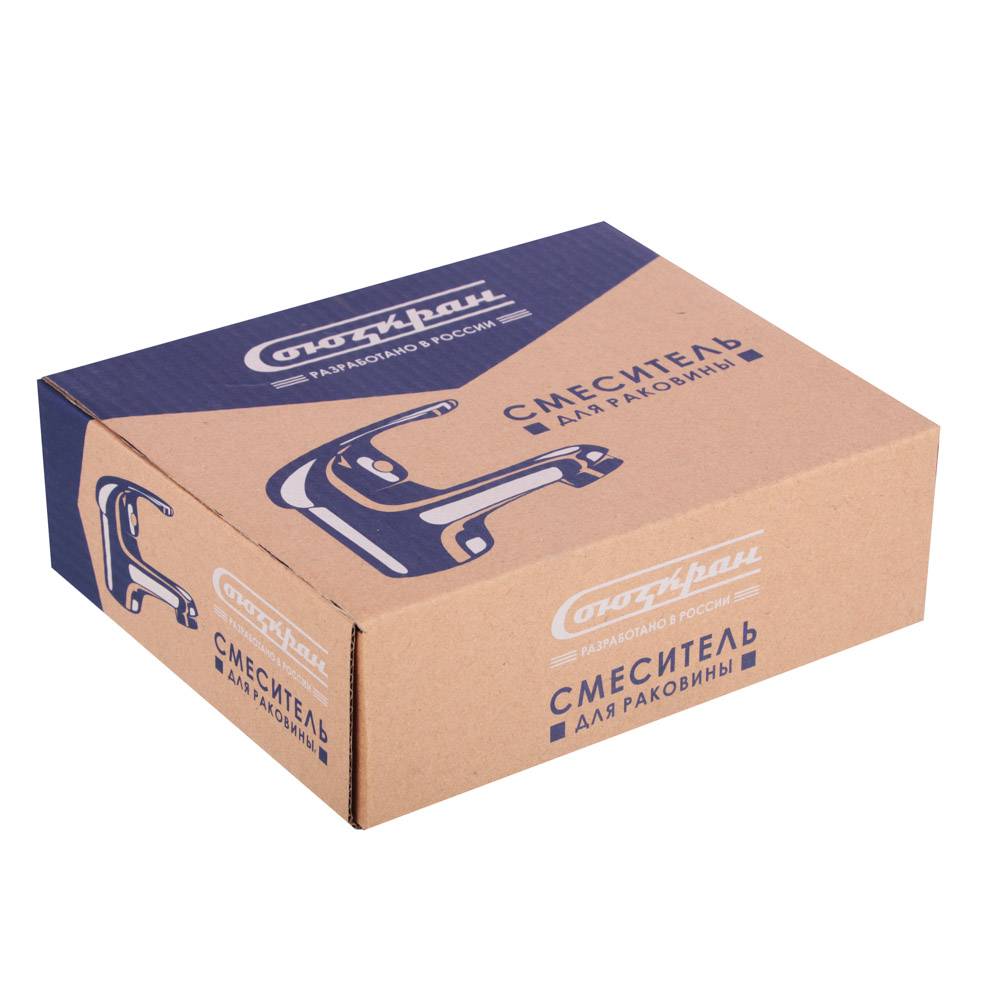 СоюзКран Смеситель для раковины, керам. картридж 35мм, хром, цинк, SK02-M102, арт.№ 567-018