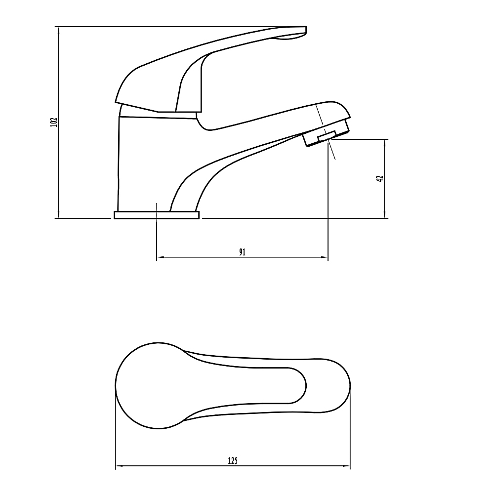 СоюзКран Смеситель для раковины, керам. картридж 35мм, хром, цинк, SK02-M102, арт.№ 567-018