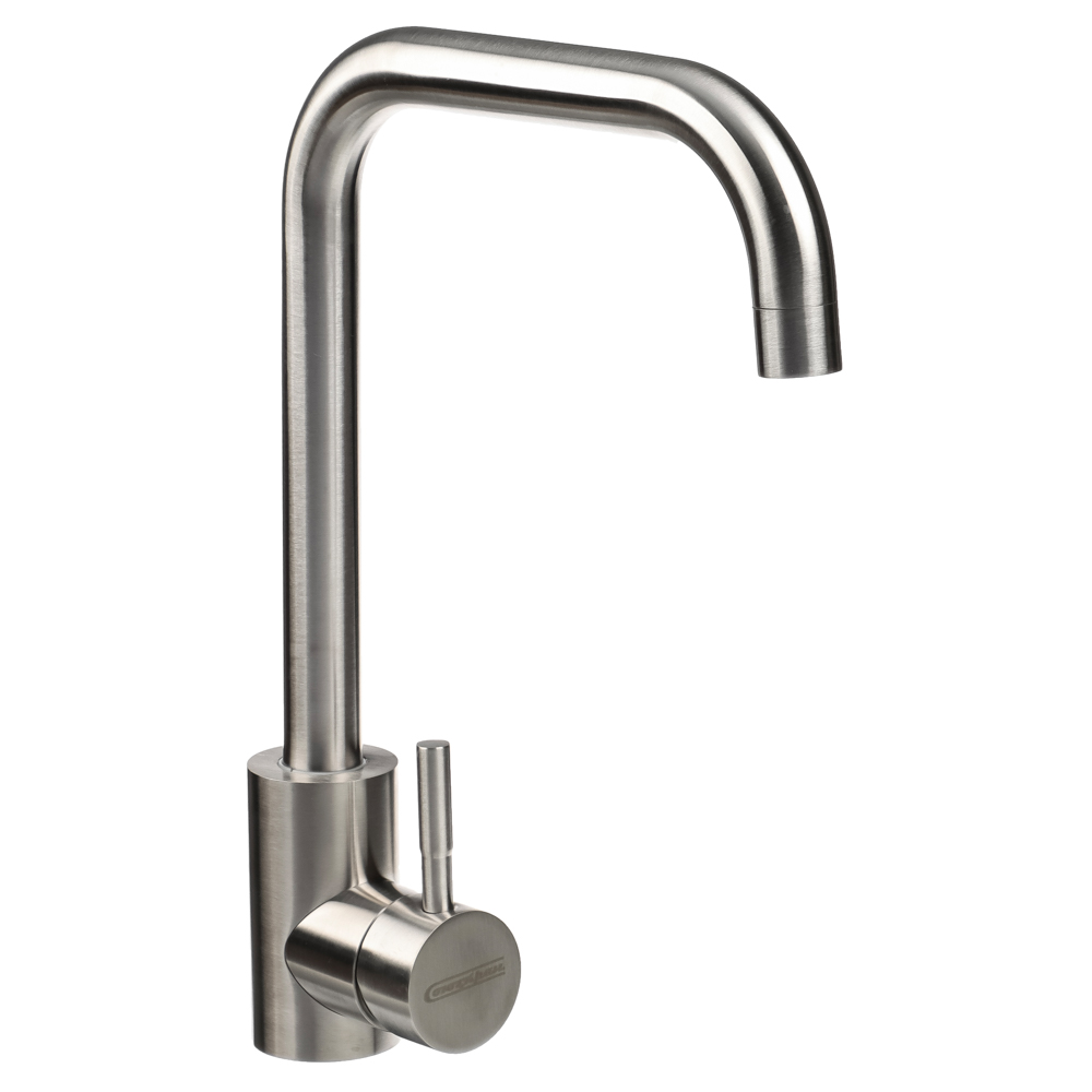 СоюзКран Смеситель для кухни, поворотный излив 30см, керам. картридж 35мм, нерж. сталь, SS01-G132, арт.№ 567-091