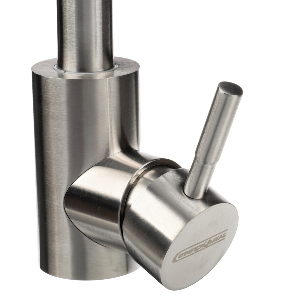 СоюзКран Смеситель для кухни, поворотный излив 30см, керам. картридж 35мм, нерж. сталь, SS01-G132, арт.№ 567-091