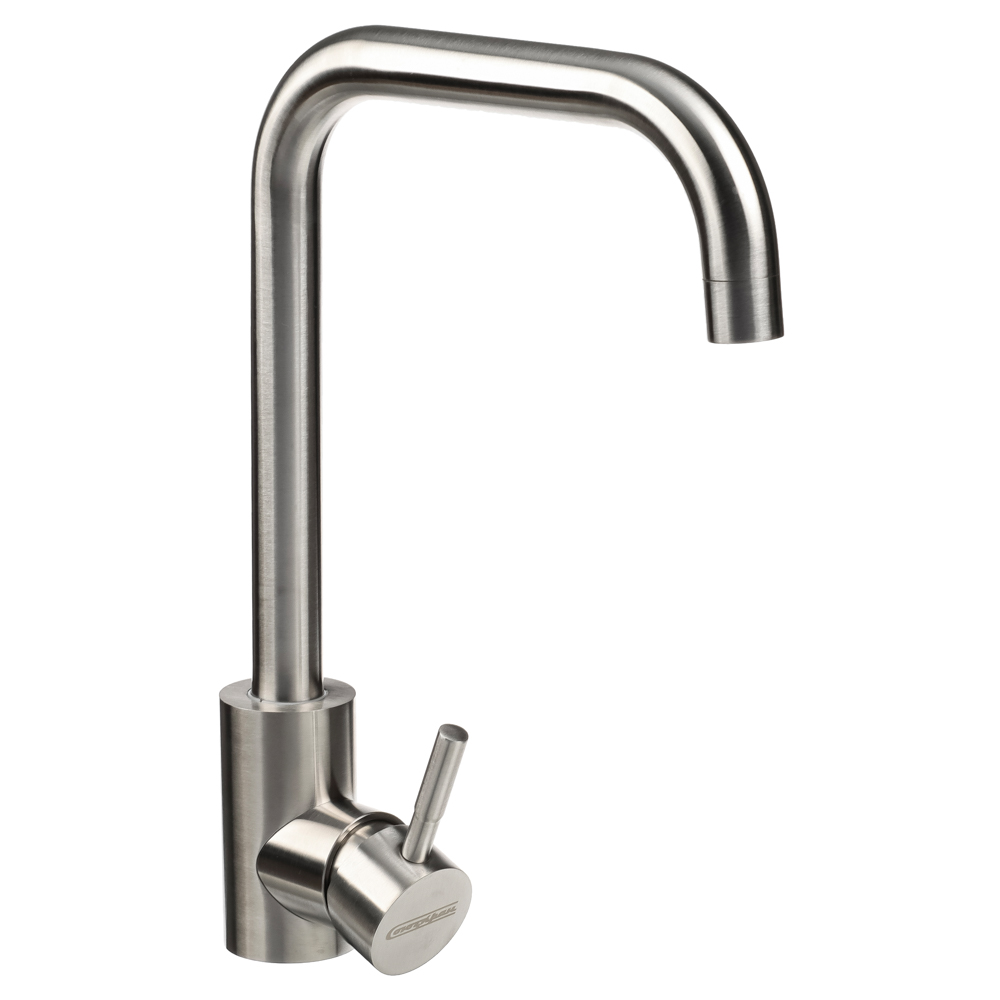 СоюзКран Смеситель для кухни, поворотный излив 30см, керам. картридж 35мм, нерж. сталь, SS01-G132, арт.№ 567-091