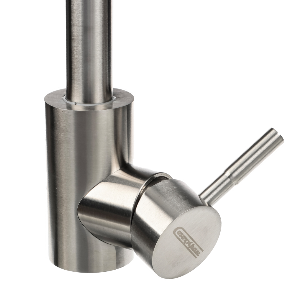 СоюзКран Смеситель для кухни, поворотный излив 30см, керам. картридж 35мм, нерж. сталь, SS01-G132, арт.№ 567-091