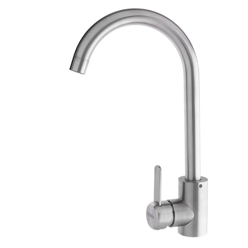 СоюзКран Смеситель для кухни, поворотный излив 35см, керам. картридж 35мм, нерж. сталь, SS01-R133, арт.№ 567-092