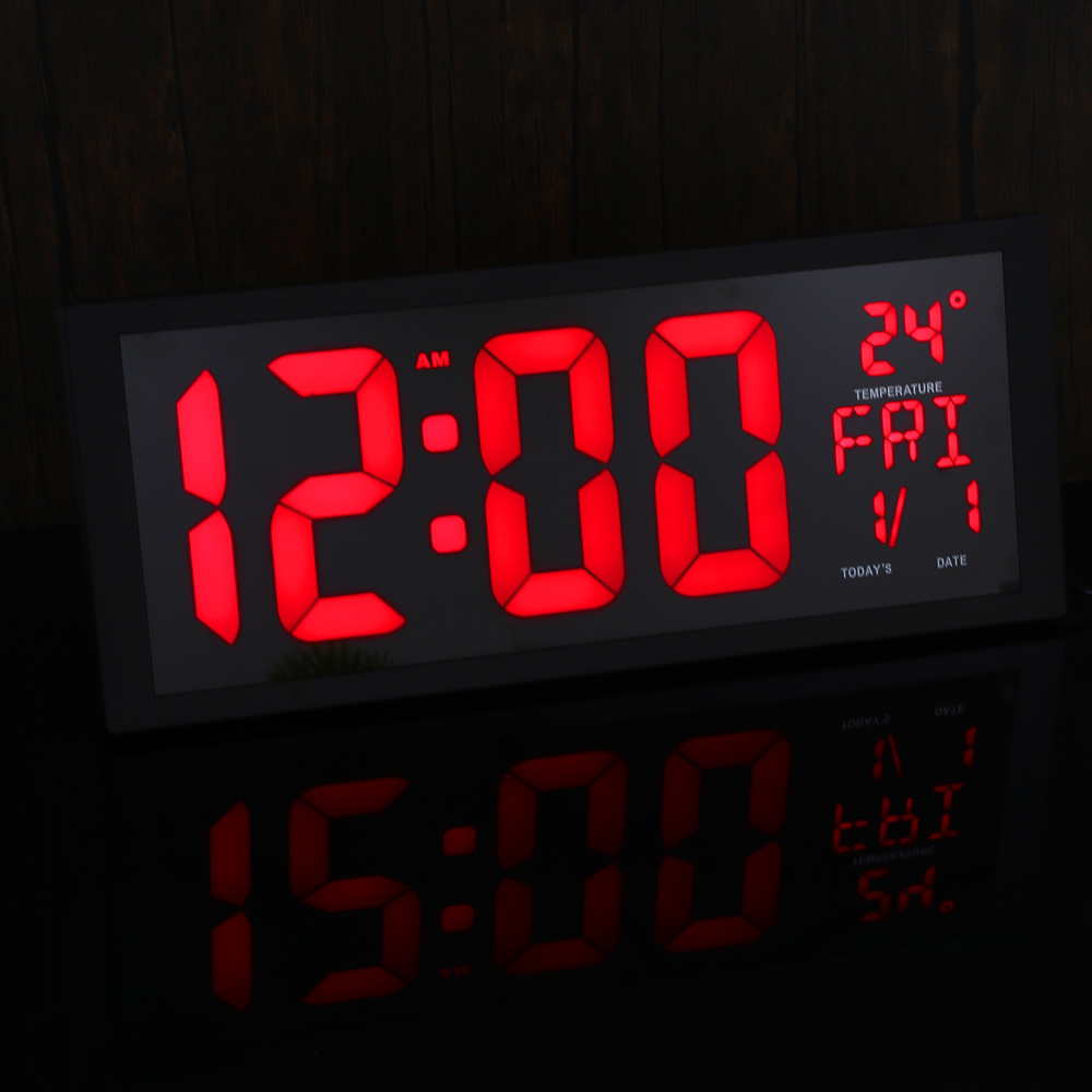 LADECOR CHRONO Будильник электронный, 36,5x15x5см, пластик, черный корпус, красная подсветка, арт.№ 529-231