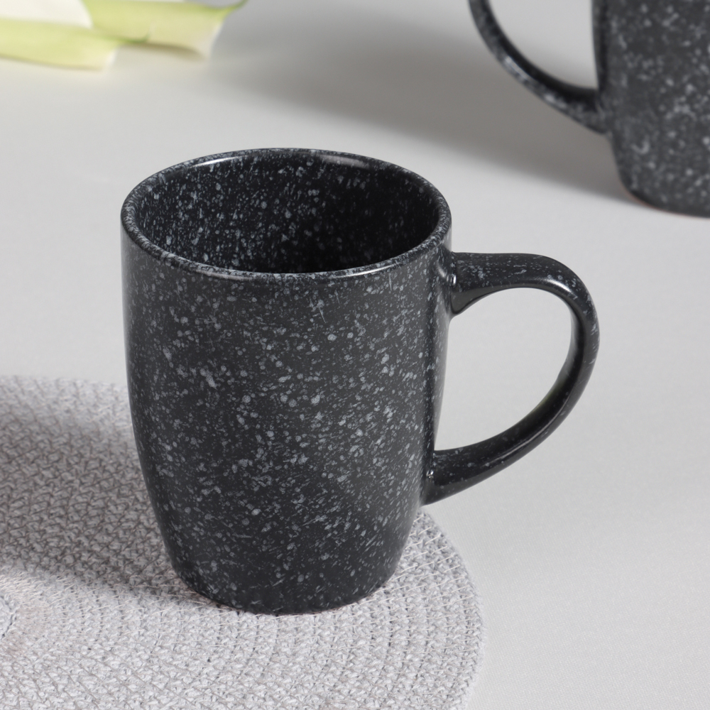 MILLIMI Набор столовой посуды 16 предметов (тарелка 26 см - 4 шт., тарелка 20 см - 4 шт., салатник 14 см - 4 шт., кружка 340 мл - 4 шт.) керамика, черный, арт.№ 824-184