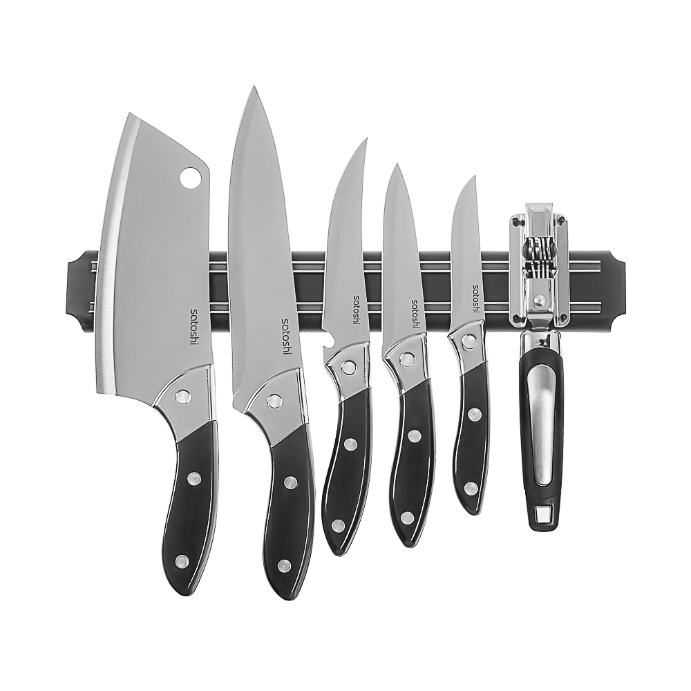 SATOSHI Сомьер Набор ножей кухонных 7пр, с магнитным держателем и точилкой, арт.№ 803-389