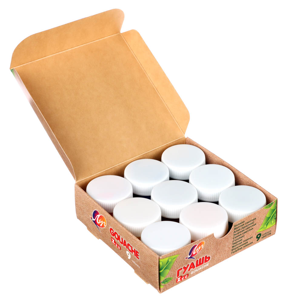 ЛУЧ Гуашь "ZOO", 9 цветов, баночки по 15мл, арт.№ 231-075