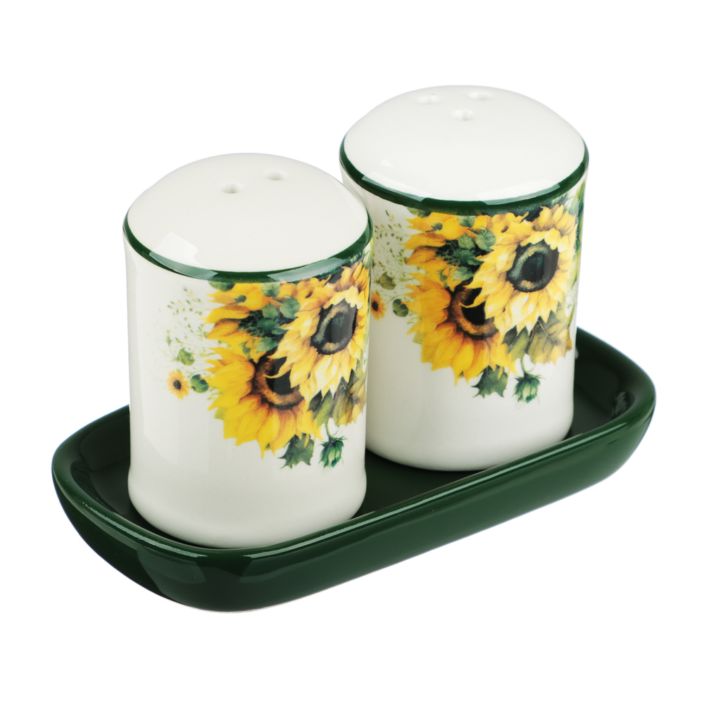 MILLIMI Подсолнухи Набор для соли и перца на подставке, 11х6,5х7см, керамика, арт.№ 824-659