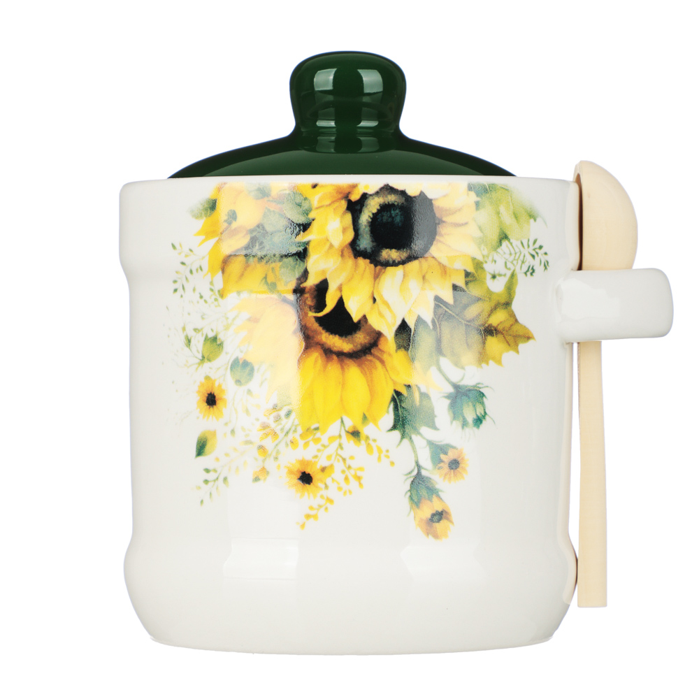 MILLIMI Подсолнухи Сахарница, 320мл, 10х11см, керамика, бамбук, арт.№ 824-662