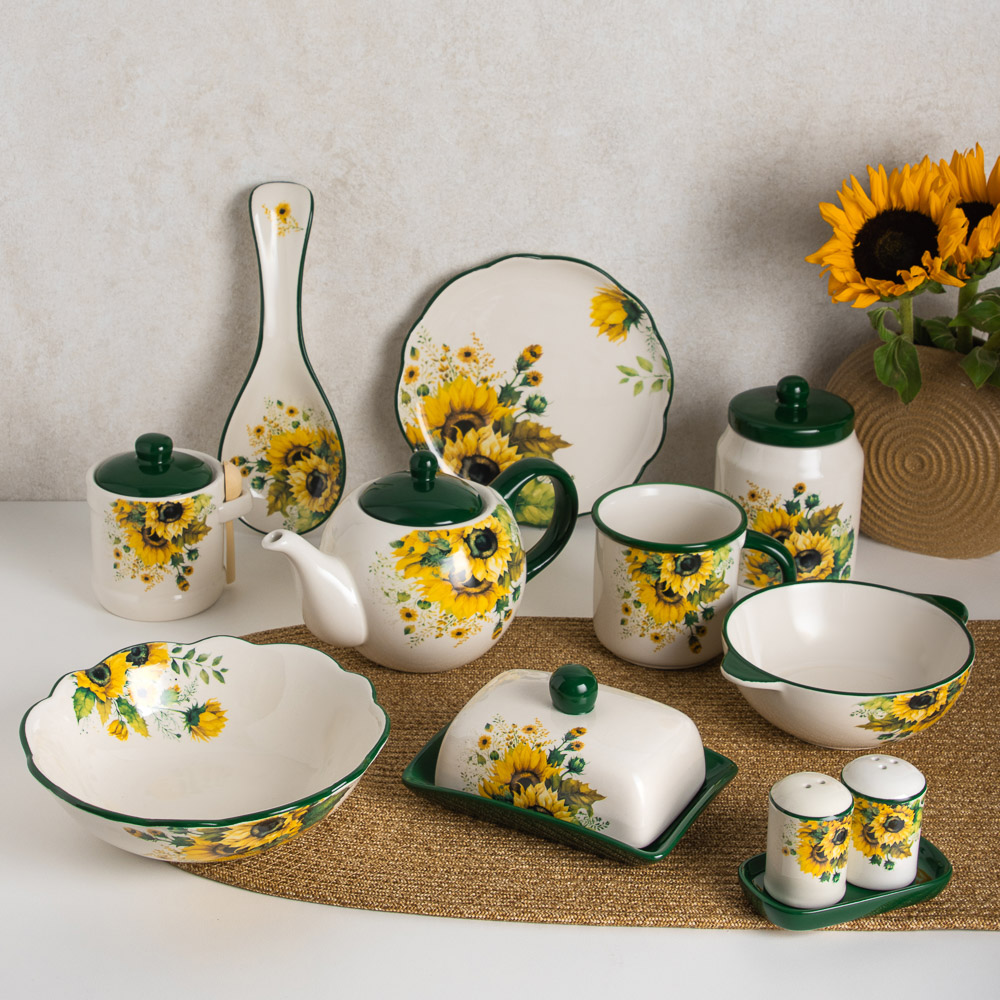 MILLIMI Подсолнухи Сахарница, 320мл, 10х11см, керамика, бамбук, арт.№ 824-662