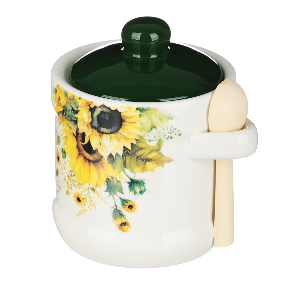 MILLIMI Подсолнухи Сахарница, 320мл, 10х11см, керамика, бамбук, арт.№ 824-662